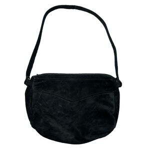 Vtg Leather Deerskin Shoulder Bag Purse Black Midwestern Sports Tog Made in USA